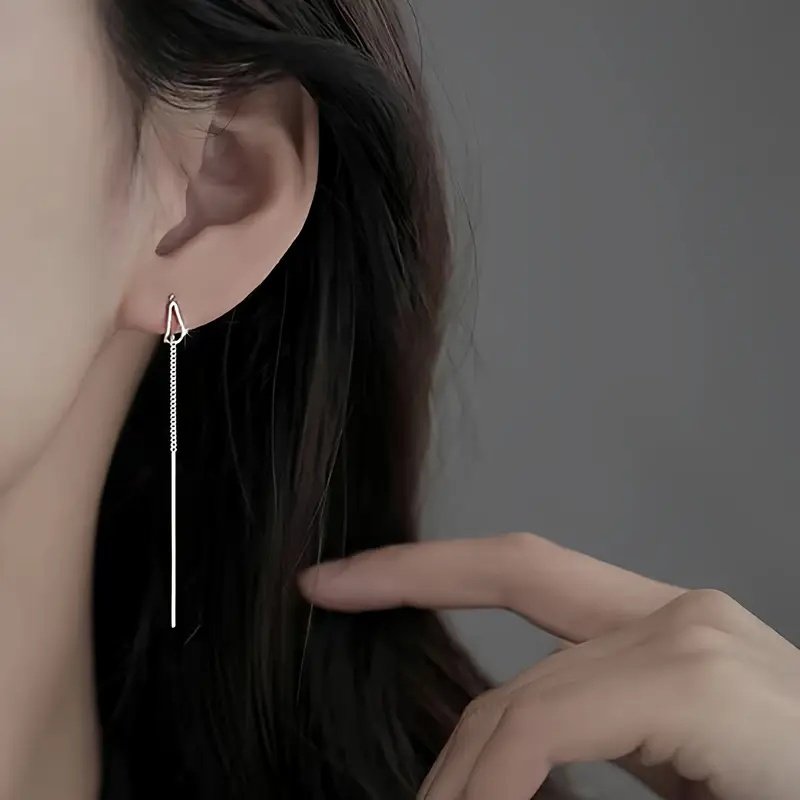 足银耳饰 S999纯银水滴耳线简约养耳洞耳环耳钉耳饰流苏长款轻奢,淘宝优惠券,粉丝福利购,淘宝优惠卷