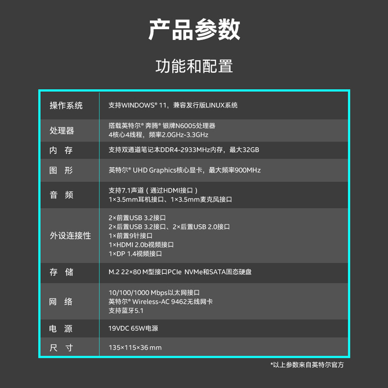 intel英特尔11代办公电脑阿特拉斯峡谷NUC11ATKC4家用迷你小主机 - 图3