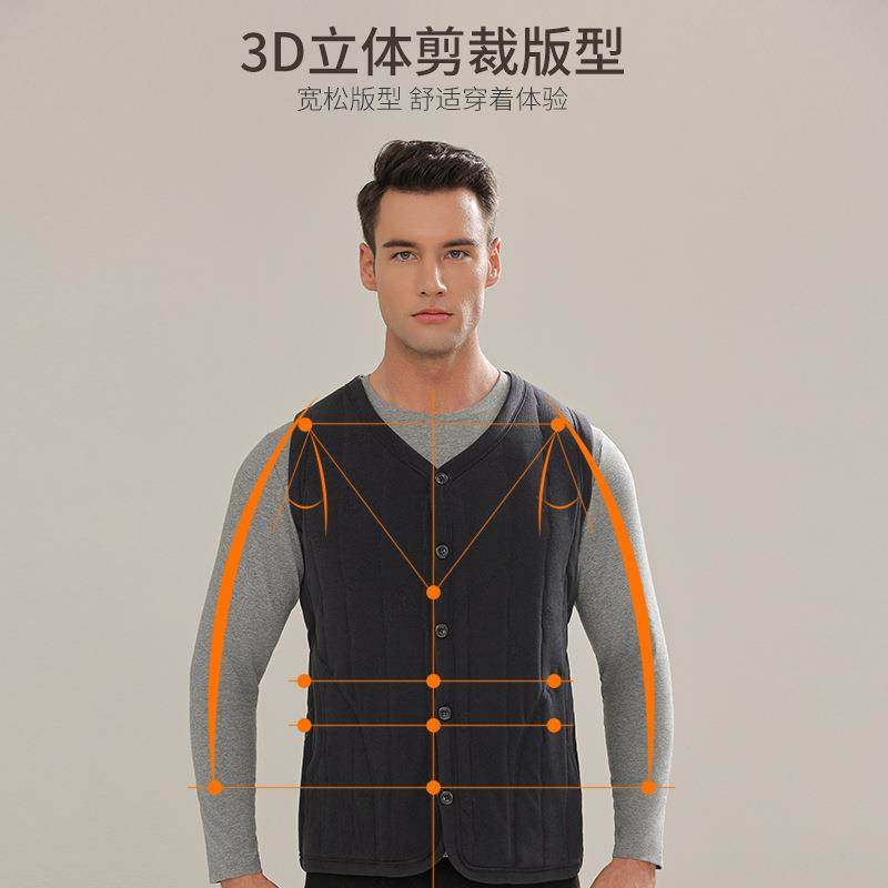 秋冬季羊毛绗缝保暖马甲男款加厚加绒大码男士保暖背心中老年马夹,淘宝优惠券,粉丝福利购,淘宝优惠卷