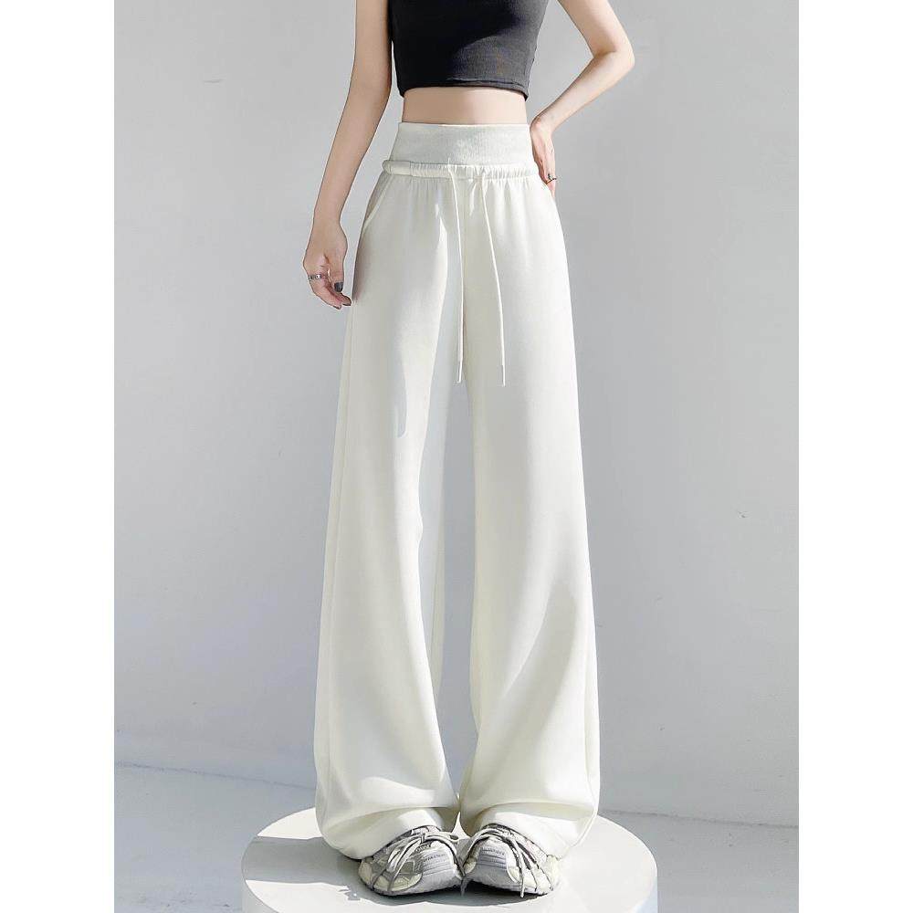 香港黄色阔腿裤女秋冬2025新款高腰显瘦运动裤宽松直筒弯刀休闲裤,淘宝优惠券,粉丝福利购,淘宝优惠卷