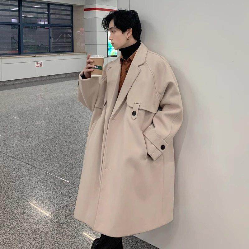 中长版风衣男春秋季2025新款小众设计感毛呢过膝大衣男士休闲 外,淘宝优惠券,粉丝福利购,淘宝优惠卷