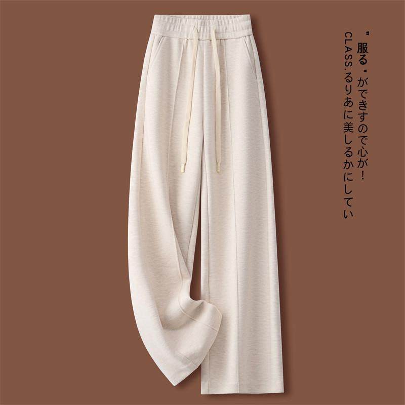 米白色加绒阔腿裤女2025秋冬新款高腰糯米裤加厚毛呢直筒裤子,淘宝优惠券,粉丝福利购,淘宝优惠卷