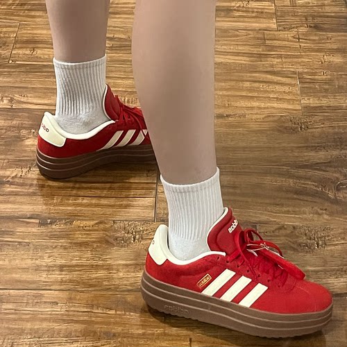 adidas VL Court Bold 舒适休闲 低帮 板鞋 女款 红色 KJ6852 - 图3