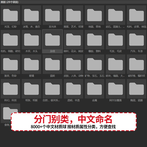 C4D材质球自带渲染中文材质库预设包c4d布料金属草地玻璃塑料皮革 - 图2