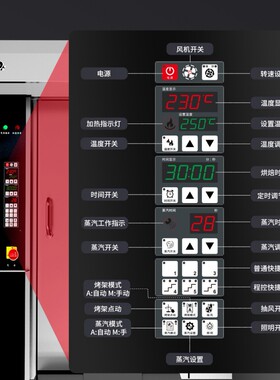 竖款32盘热风旋转烤炉 定时控温推车式对流烤箱 带喷雾加湿烘烤炉
