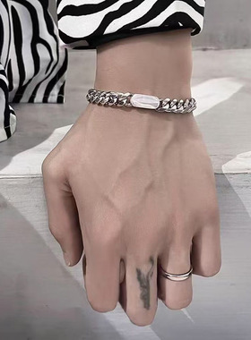 古巴钛钢手链潮牌小众设计高级感