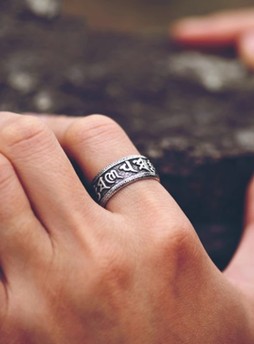 六字真言戒指男女士款情侣复古