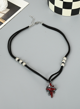 红色炽烈溶岩项链男款小众