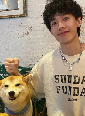 黑白幽灵串珠项链男款嘻哈冷淡风