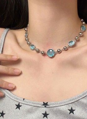 清冷感圆珠choker项链女复古气质