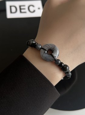 新中式平安扣串珠手链水墨色小众