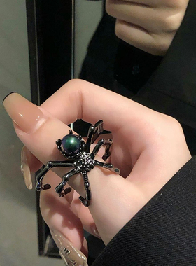 暗黑系蜘蛛开口食指可调节戒指