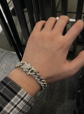 王嘉尔同款满钻古巴手链男士