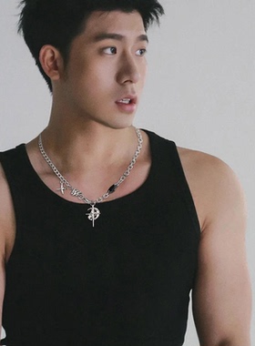 芒星项链男生钛钢美式街头小众