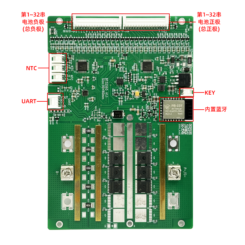 云迪尔 96V锂电池保护板带均衡 UART 26~32串 三元磷酸铁锂钠离子 - 图0