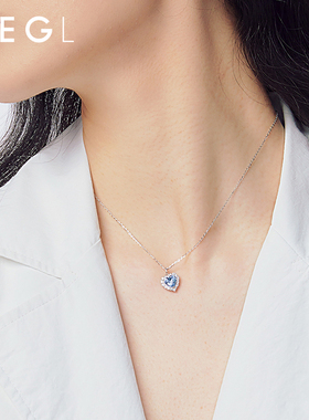 ZEGL海洋之心项链女款小众爱心925纯银锁骨链生日七夕礼物送女友