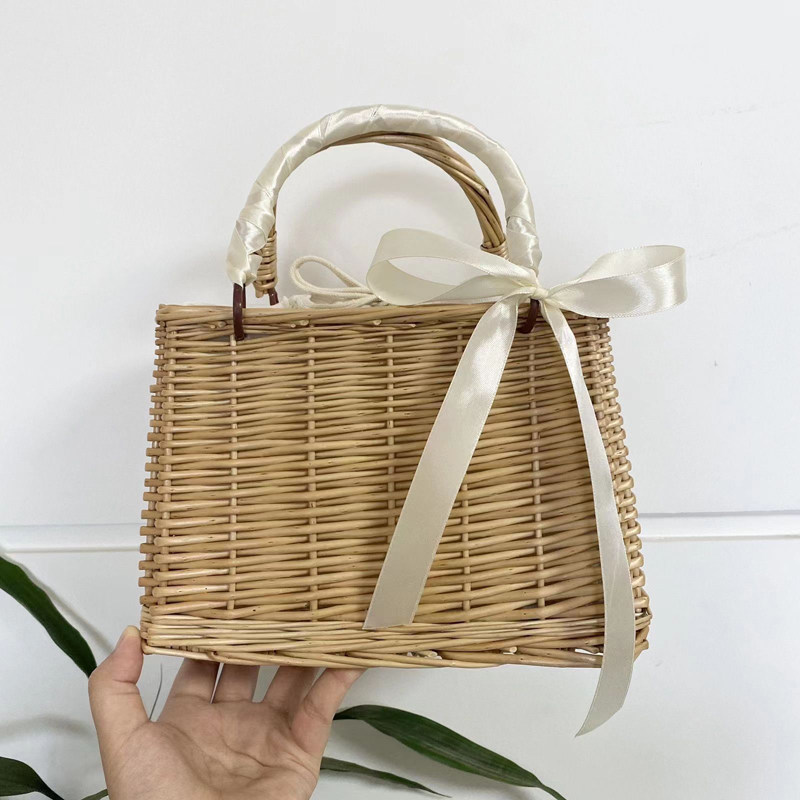 编织手提珍珠伴手礼提篮满月结婚伴娘生日活动小礼品盒竹编女包包 - 图1