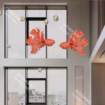 Stainless Steel Abstract Goldfish Aerial Hanging Soft Clothing Pendant Sculpture Hall Clubhouse Mall Hotel Art Deco
