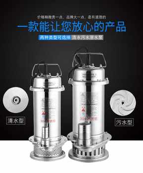 Shanghai People's 304 all-stainless steel submersible pump submersible chemical pump corrosion-resistant high-lift pump sewage pump 220V