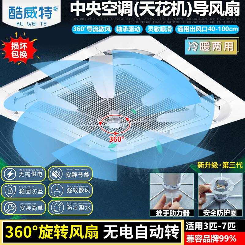 适用于无噪音旋转中央空调导风扇天花机防直吹风扇办公室餐厅空调-图3