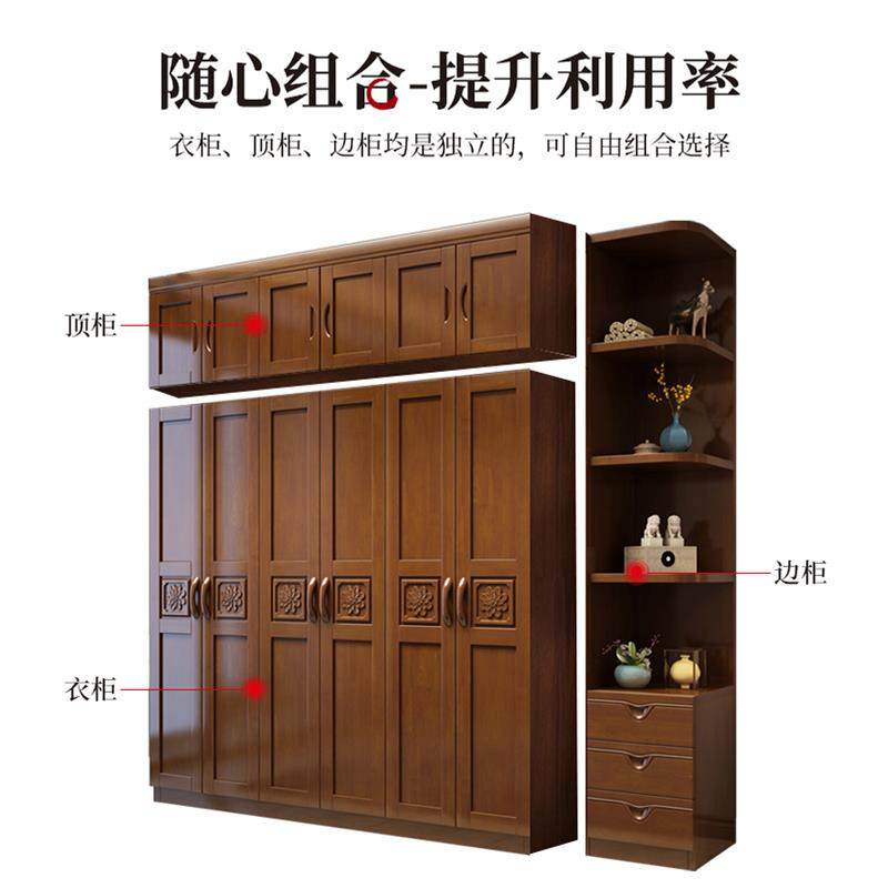 实木衣柜原木全实木现代简约卧室家用新中式收纳柜组合大衣橱家俱 - 图1