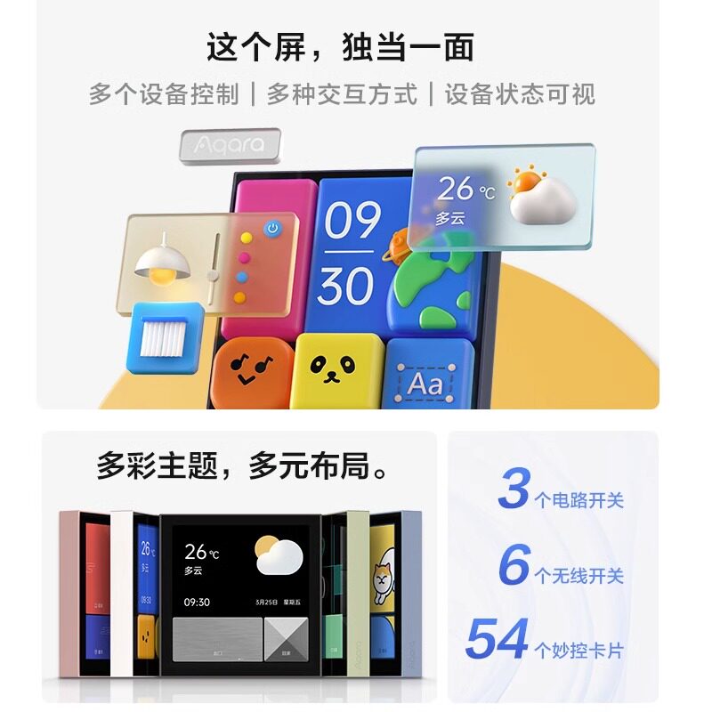 S1e Aqara绿米智能开关妙控S1E控制面板触屏接入米家HomeKit语音控制_虎窝淘