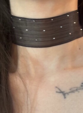 纯色宽边choker颈带蕾丝透气遮疤项链锁骨链黑色脖子饰品微镶闪钻