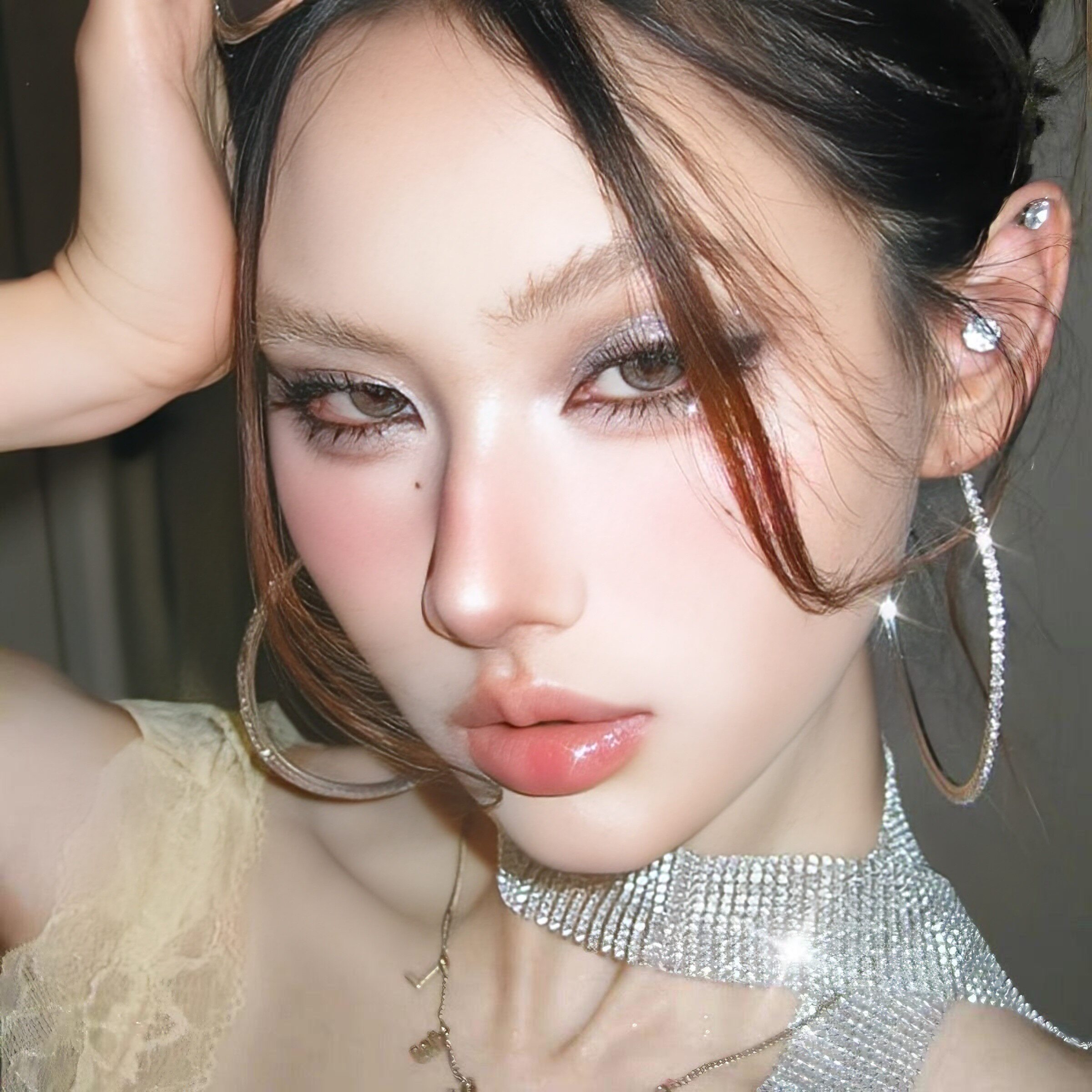 欧美范超大性感复古经典大圈圈满钻洋气百搭细钻显脸小大耳环hoop - 图1