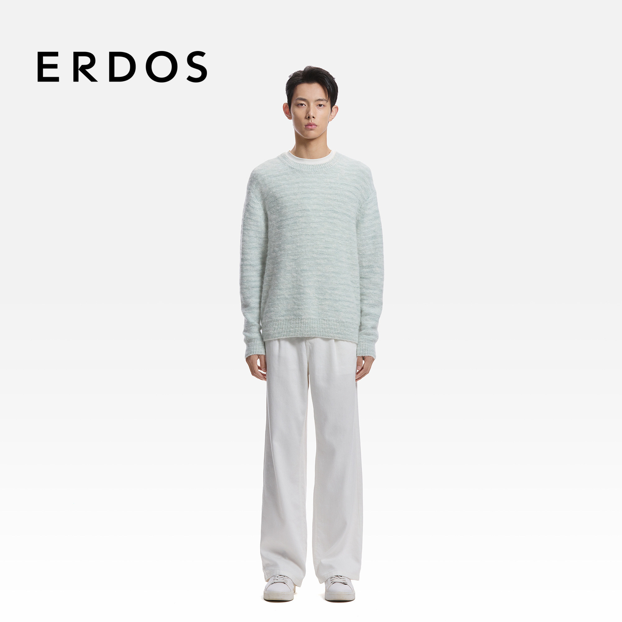 ERDOS 男装圆领花纱羊绒衫26年早春新品宽松直身时尚清新针织衫,淘宝优惠券,粉丝福利购,淘宝优惠卷