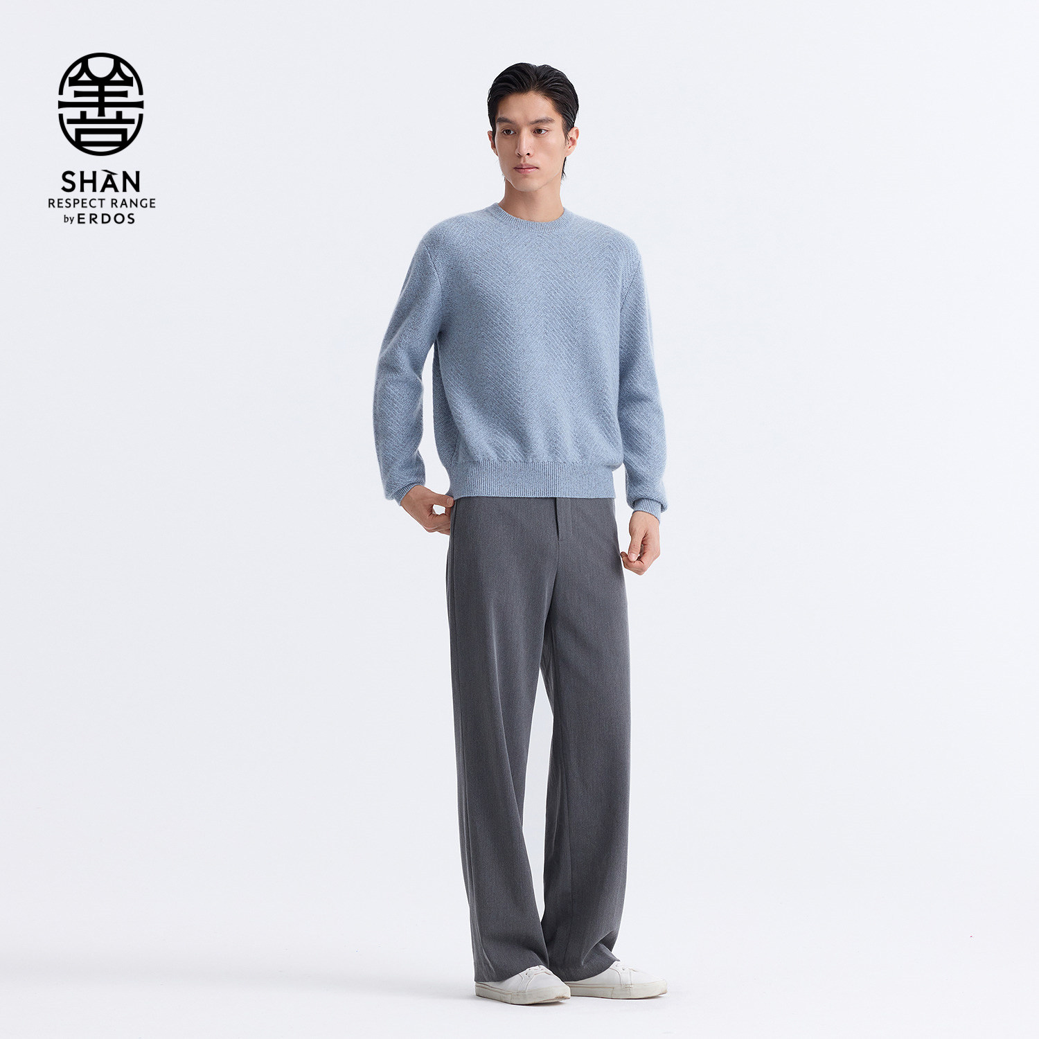 【善系列】ERDOS 男装羊绒衫25年新品初绒圆领翻花人字纹保暖,淘宝优惠券,粉丝福利购,淘宝优惠卷