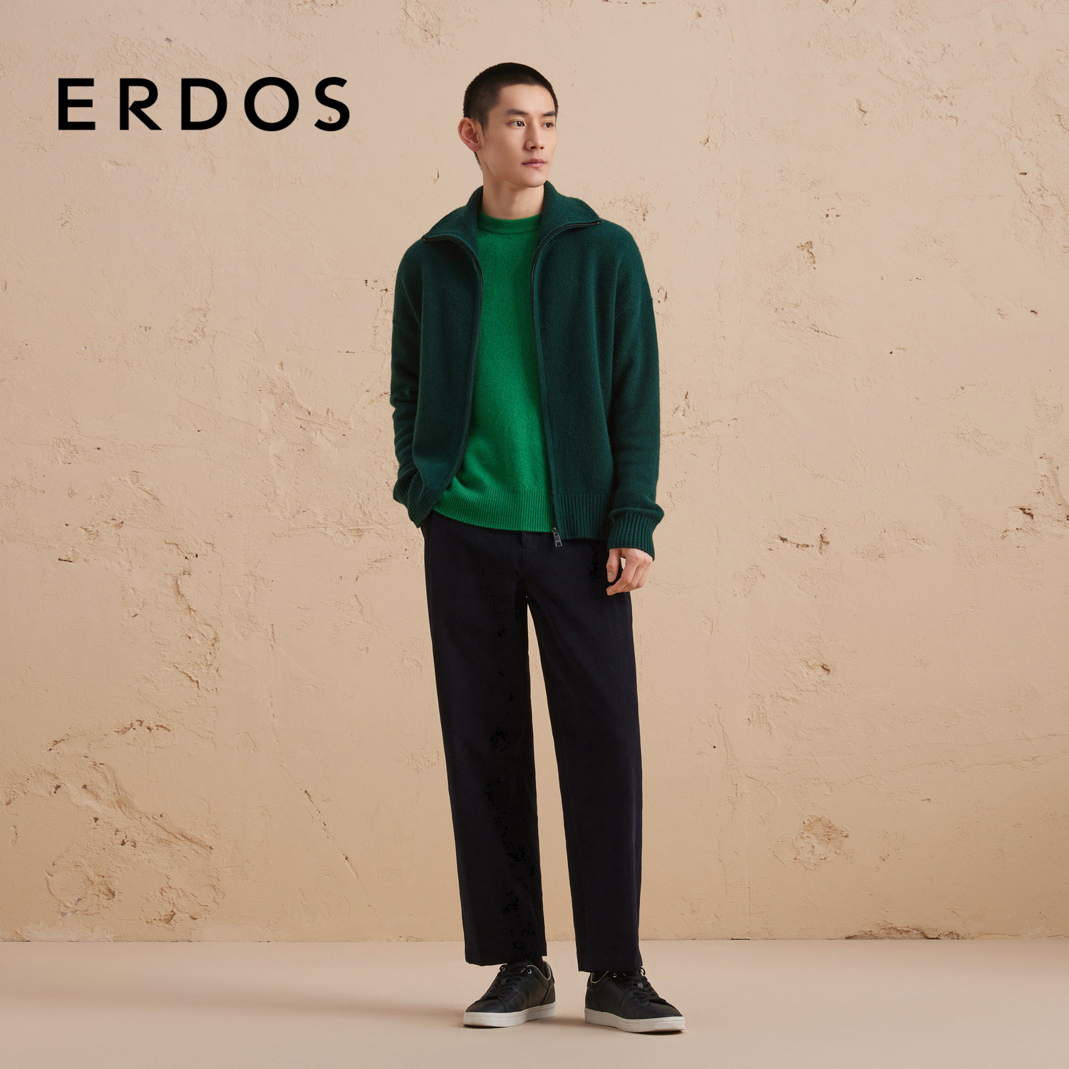 ERDOS 男装羊绒衫秋冬高领厚款微落肩宽松开衫保暖百搭,淘宝优惠券,粉丝福利购,淘宝优惠卷