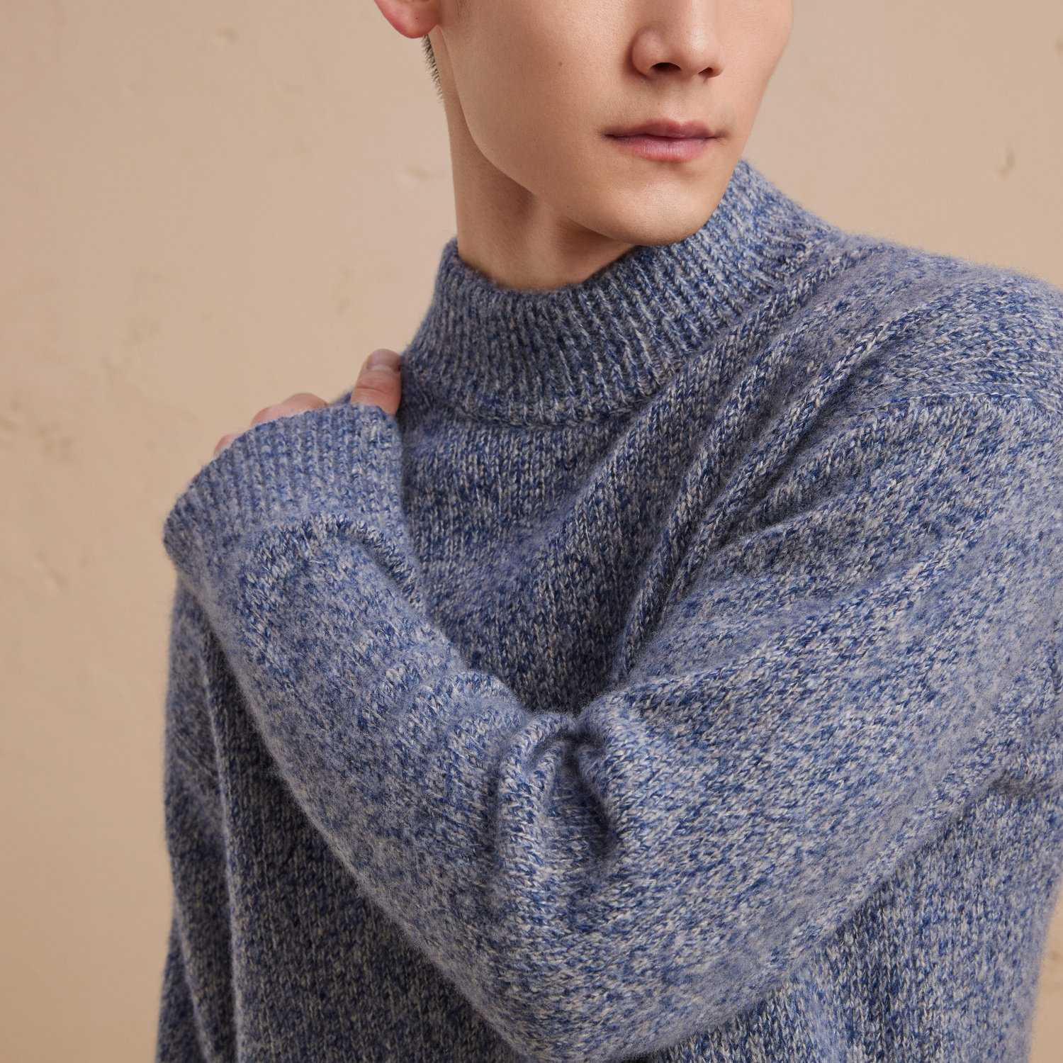 ERDOS 男装丝绒混纺针织衫秋冬半高领宽松微落肩厚款保暖,淘宝优惠券,粉丝福利购,淘宝优惠卷