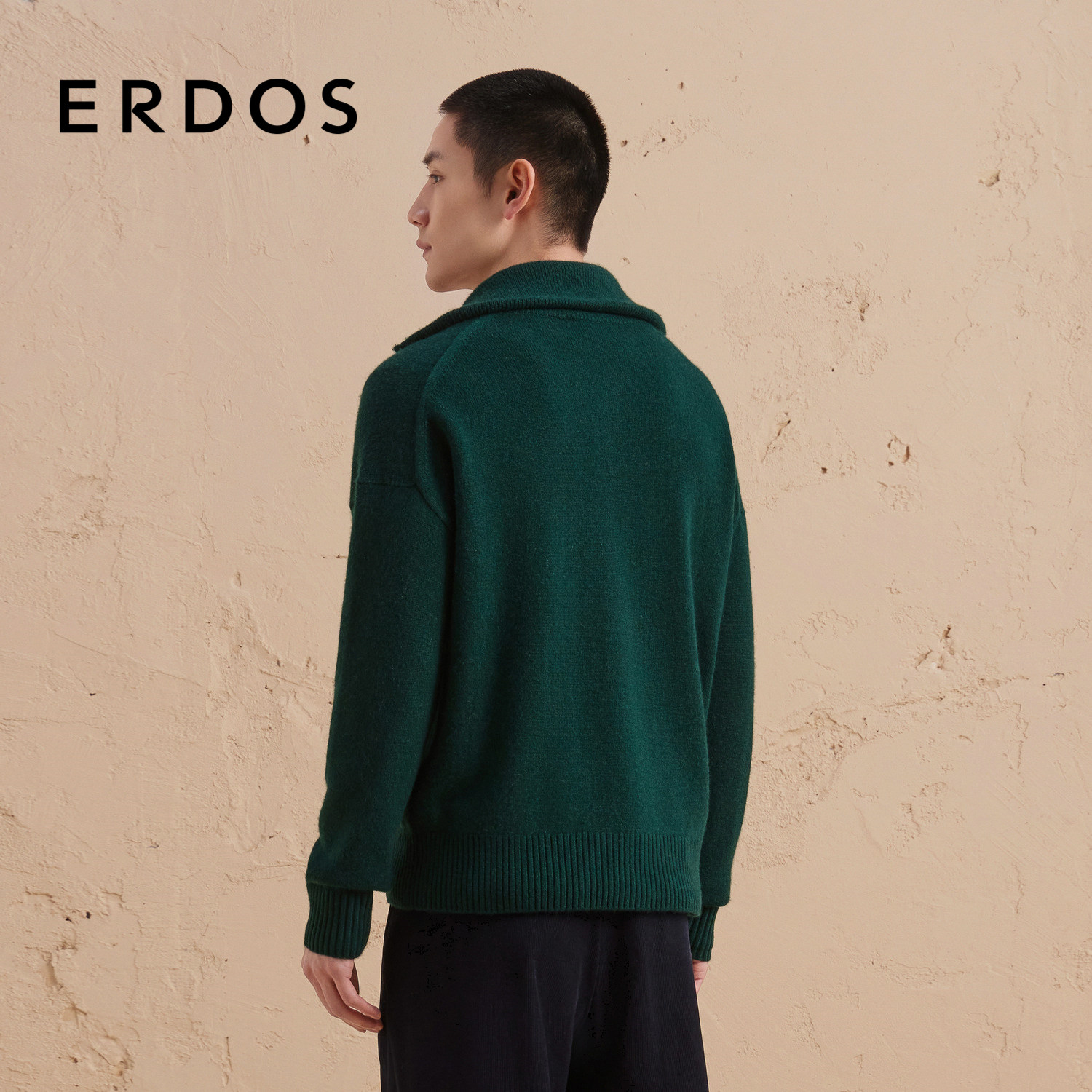 ERDOS 男装羊绒衫秋冬高领厚款微落肩宽松开衫保暖百搭,淘宝优惠券,粉丝福利购,淘宝优惠卷