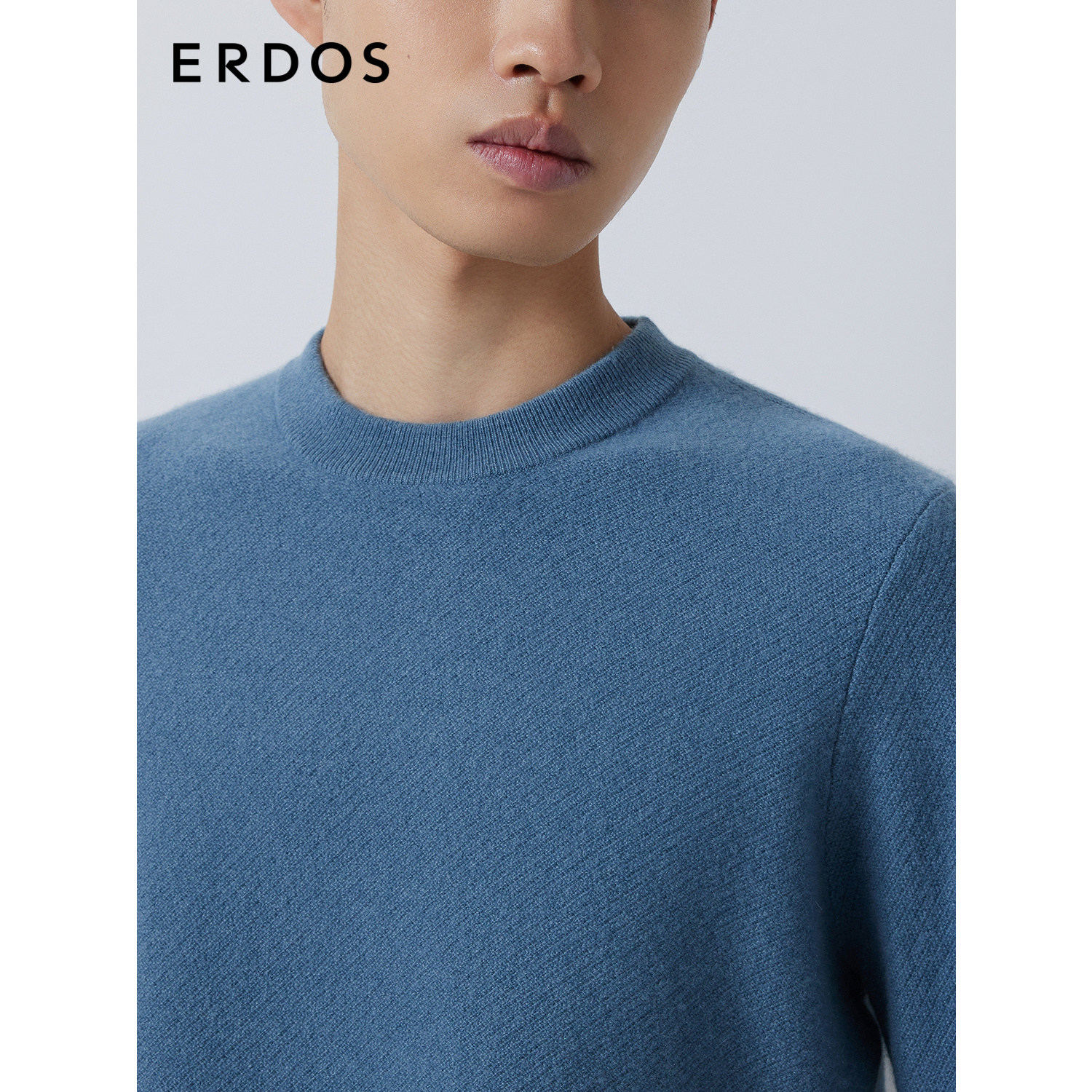 ERDOS 男装羊绒衫早秋圆领纯色翻花微弹厚款百搭针织衫,淘宝优惠券,粉丝福利购,淘宝优惠卷