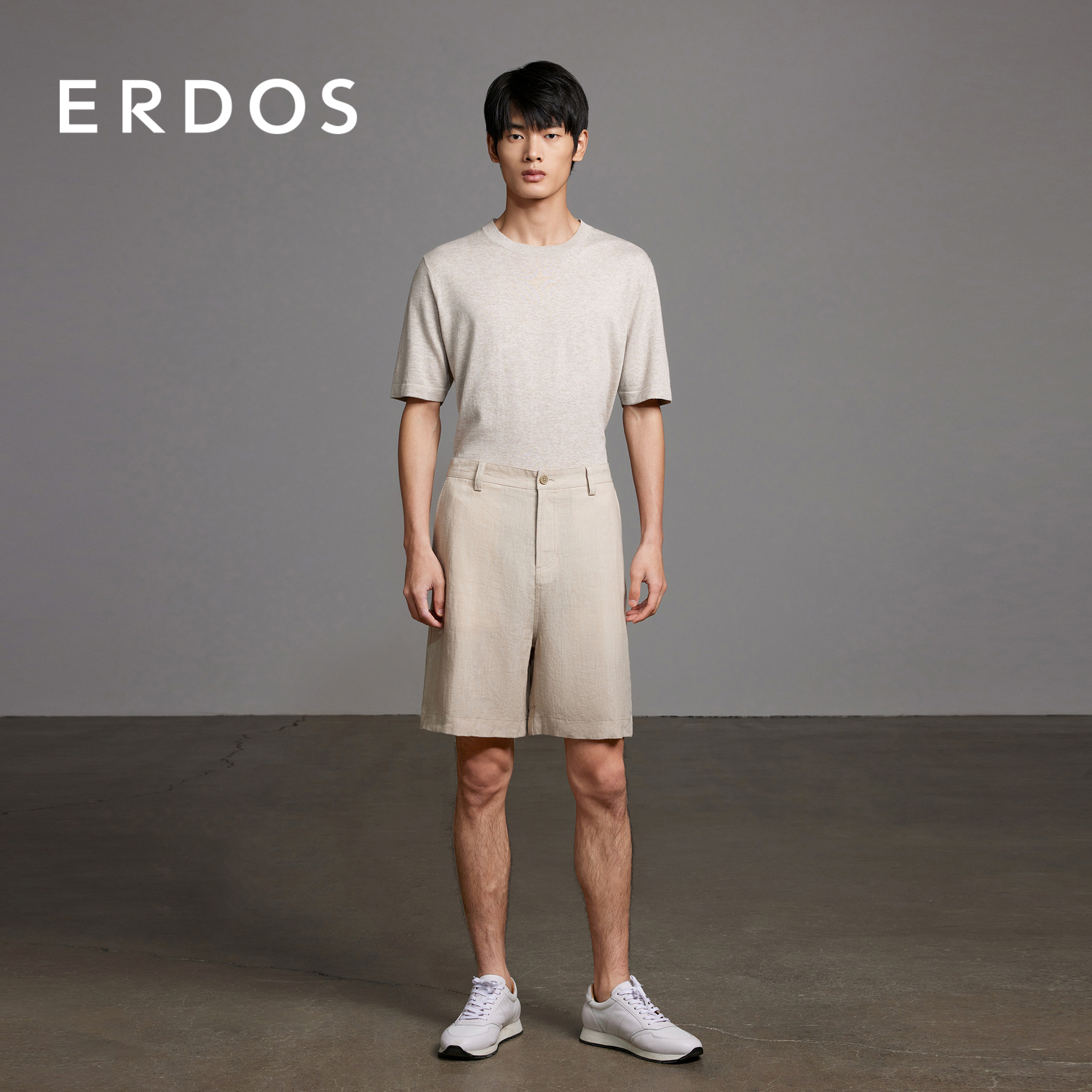 ERDOS 纯亚麻短裤夏款男装宽松透气薄五分裤休闲度假