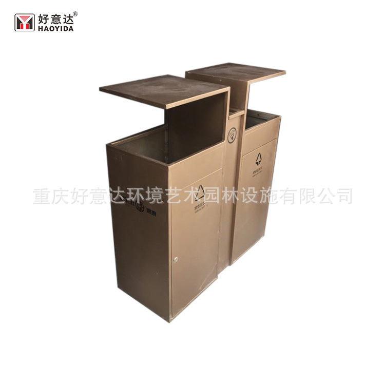 重庆户外垃圾桶公园景区不锈钢果皮箱街道环卫分类垃圾筒厂家定制 - 图2