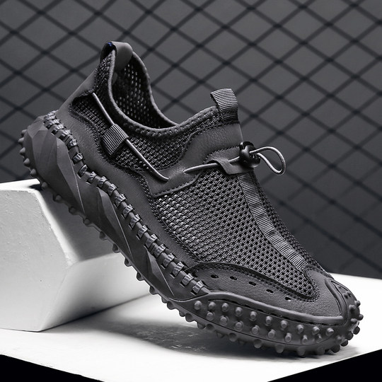 LOUISPRO男鞋冬季2025新款透气高端溯溪网面男士一脚蹬沙滩休闲鞋