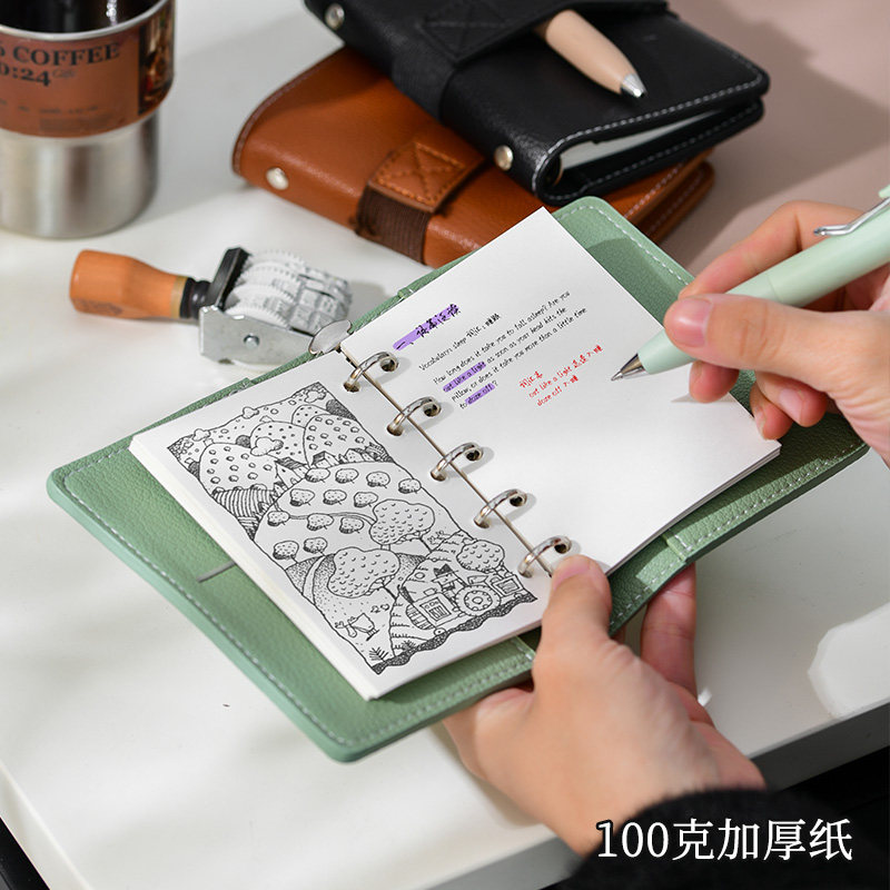 M5活页手账本随身便携迷你高颜值空白网格点阵竖线内页ins风手帐本大学生旅行口袋日记本小巧可拆卸记事本,淘宝优惠券,粉丝福利购,淘宝优惠卷