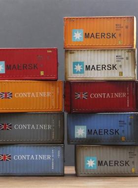 美式覆古工业风创意金属铁皮集装箱纸巾盒酒吧家居客厅装饰品摆件