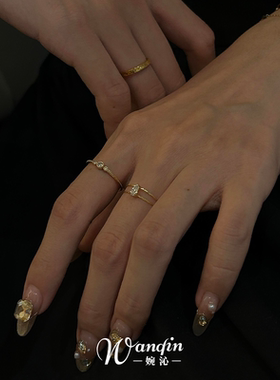 超闪水滴双层戒指女小众设计简约