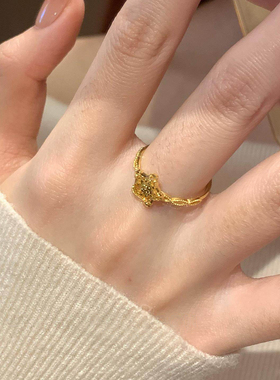 金色五角星戒指女士爆闪轻奢小众