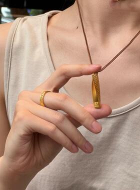 金色福字扭转乾坤柱吊坠项链轻奢