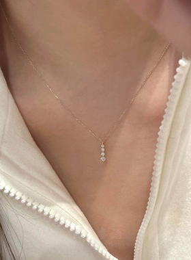 金色水滴仿排钻项链女款清冷感