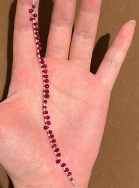 新中式仿红宝石水滴碎银子手链女