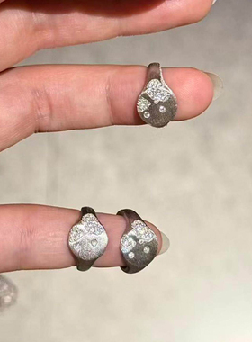 银色拉丝圆盘戒指女复古简约指环