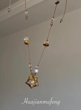 幸运星仿虎眼石星星串珠编绳项链