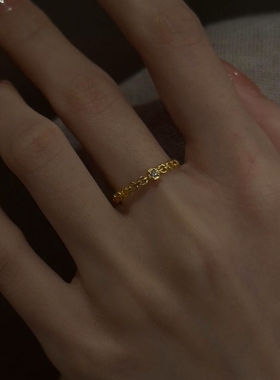 复古金色仿锆石戒指女极细素圈