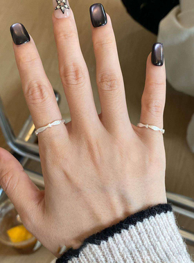 拉丝银色小鱼尾戒女款个性时尚