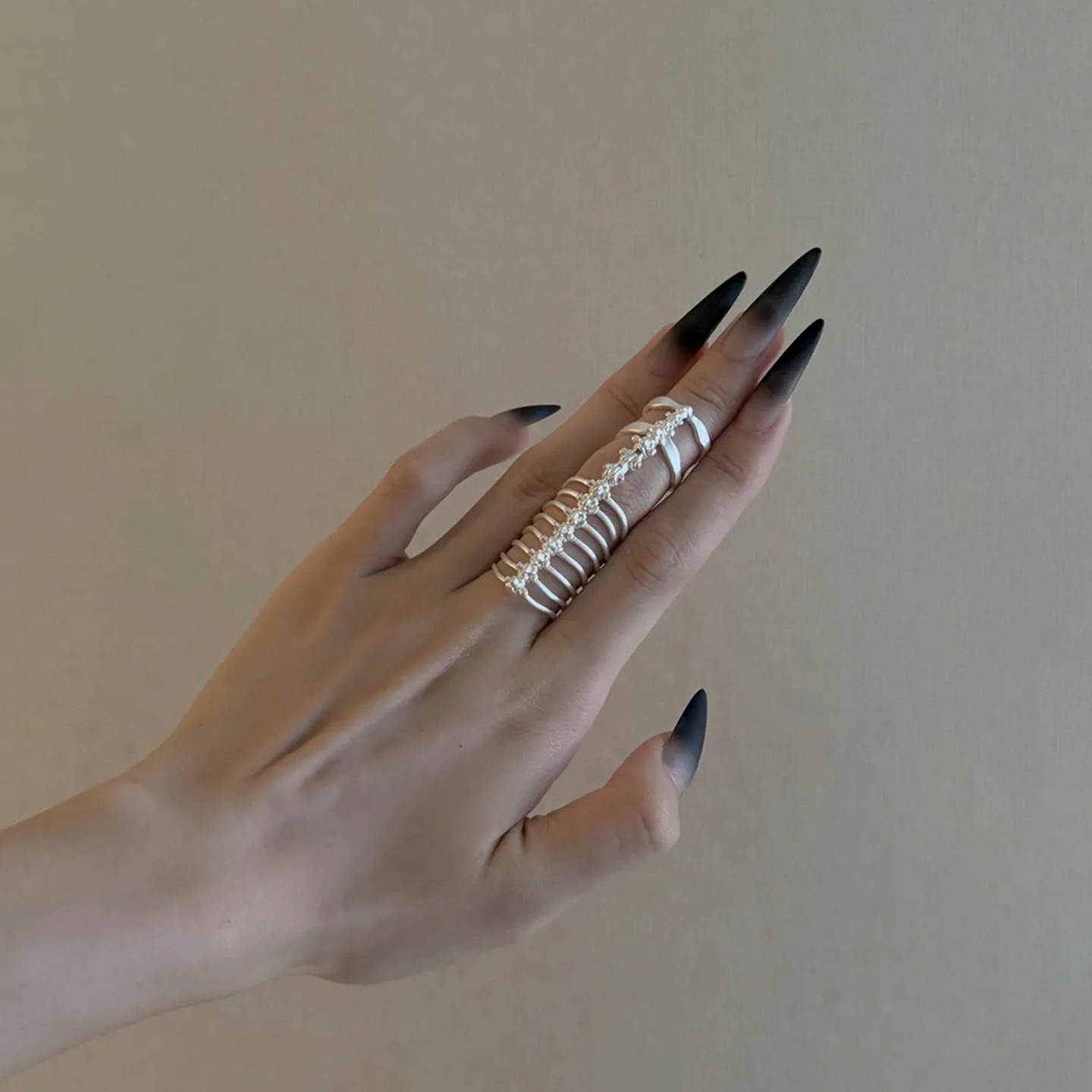 Cool silver frosted plain wide stacking rings