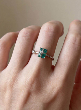 绿色四芒星戒指简约精致甜美小巧